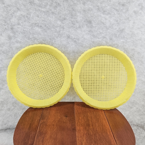 VTG Plastic Woven Paper Plate Holder‎ Basket Weave Scalloped Edge set/6 - Picture 8 of 12